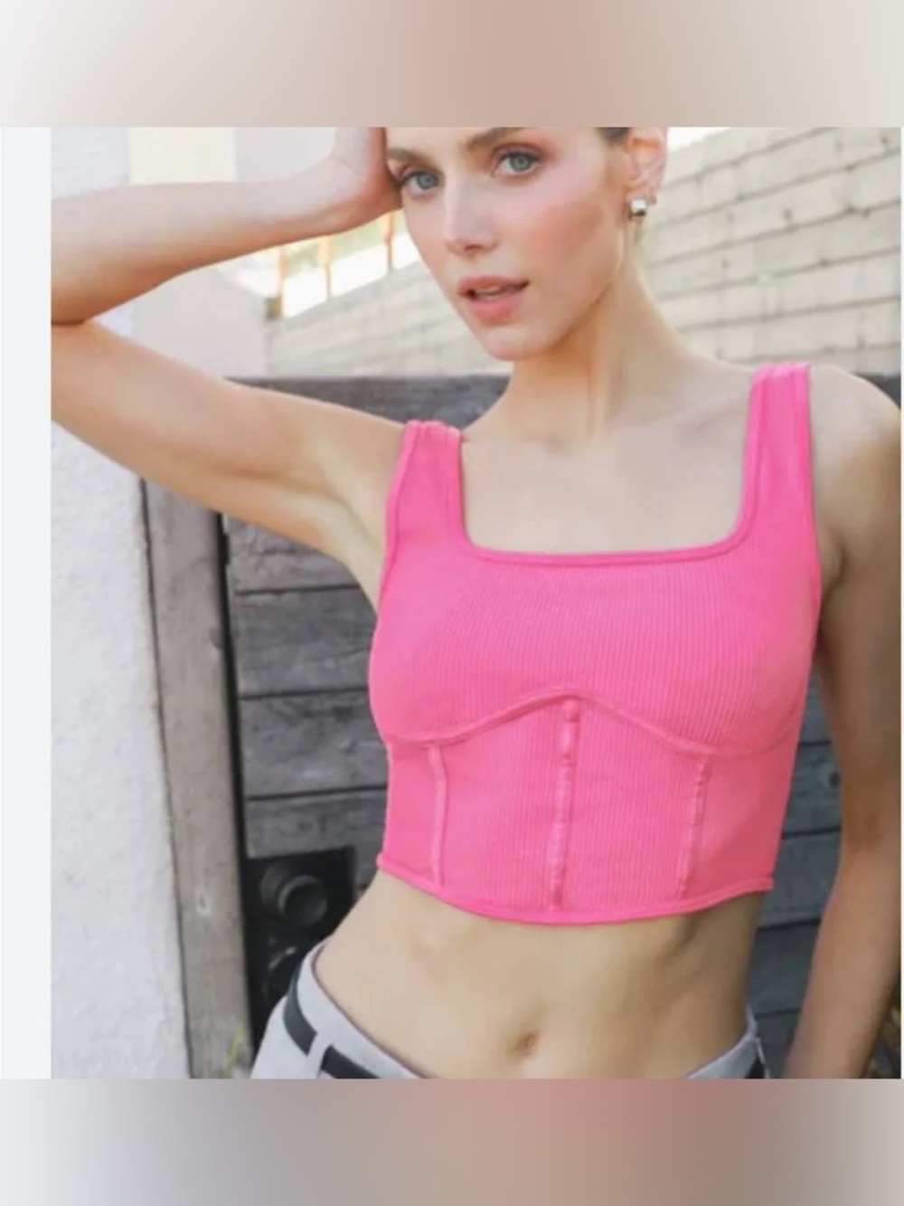 NikiBiki corset ribbed tank top crop top OS